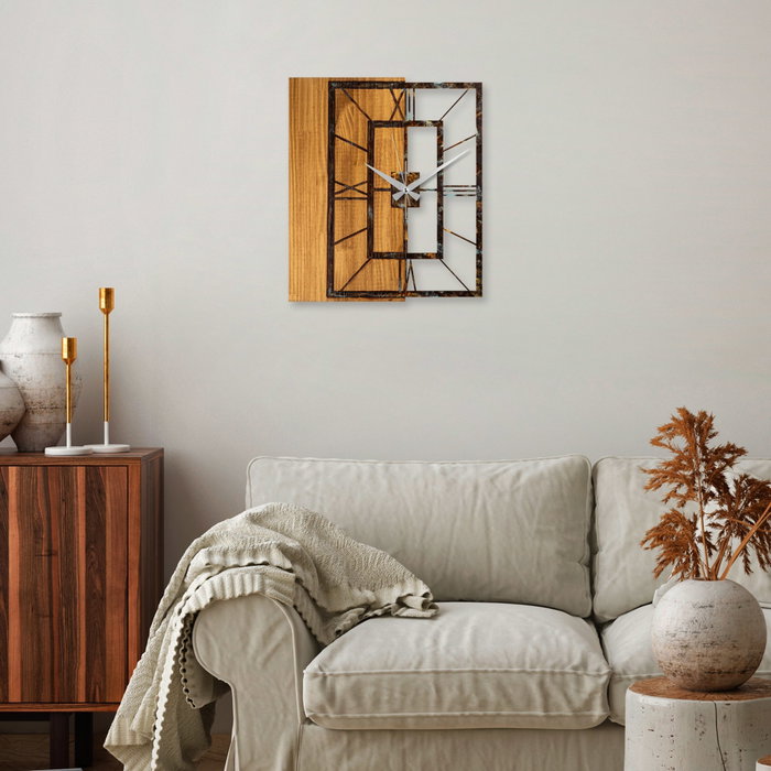 Wallity Wooden Clock 37-A en nogal y marrón